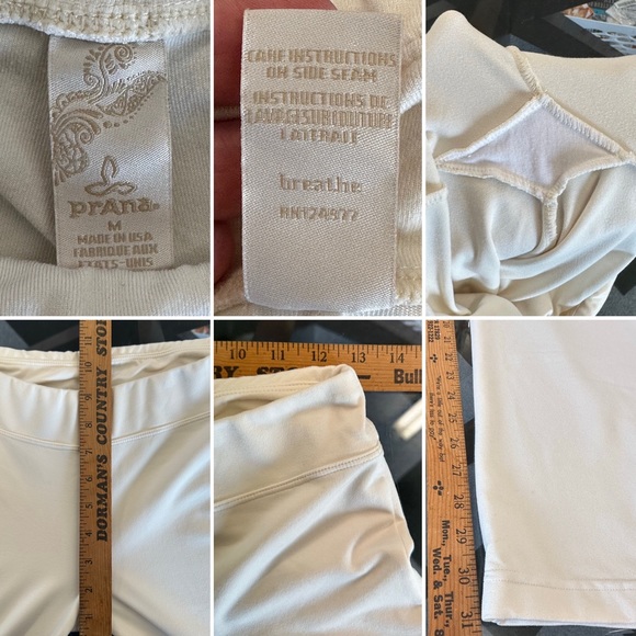 Prana women's yoga pants ivory Medium cotton modal stretch wide bang exercise - Picture 2 of 6